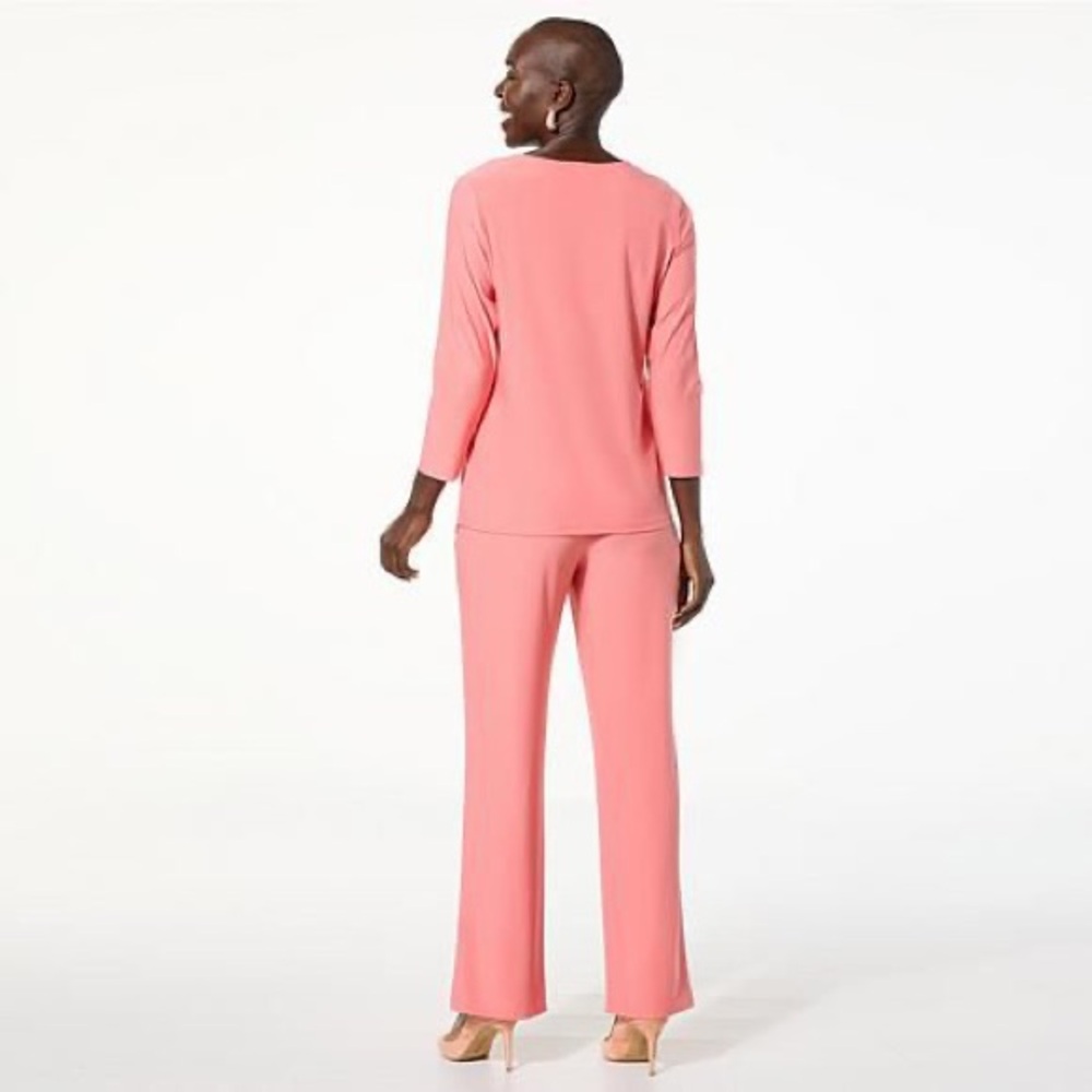 Antthony Coral Wide-Leg Pants and Long-Sleeve Top Set